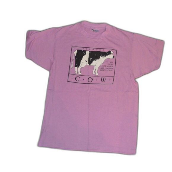 80s Single Stitch Vermont  All These Cow Shirts . Udderly Ridiculous T-shirt - Picture 1 of 9